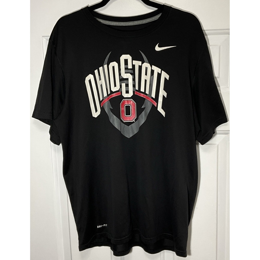 Big 10 Football Ohio State University Buckeyes Black Nike Dri-Fit Shirt Men's XL